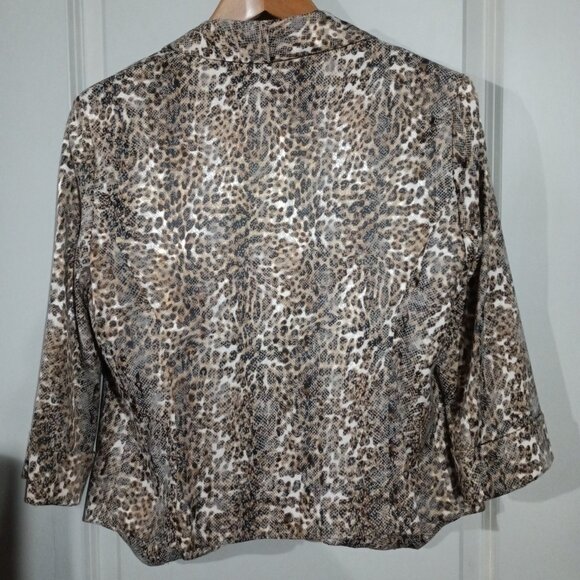 Alberto Makali Women's Leopard Print Open Jacket 3/4 Sleeves M - Picture 3 of 9